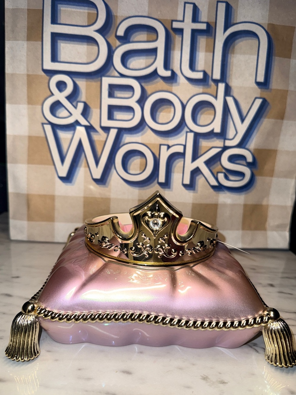 ✨ Bath & Body Works Disney Princess Aurora Crown Pedestal 3-Wick Candle Holder ✨